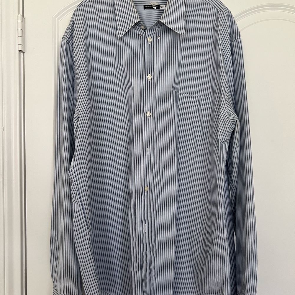 Giorgio Armani Men's Classic Blue Pinstripe Shirt